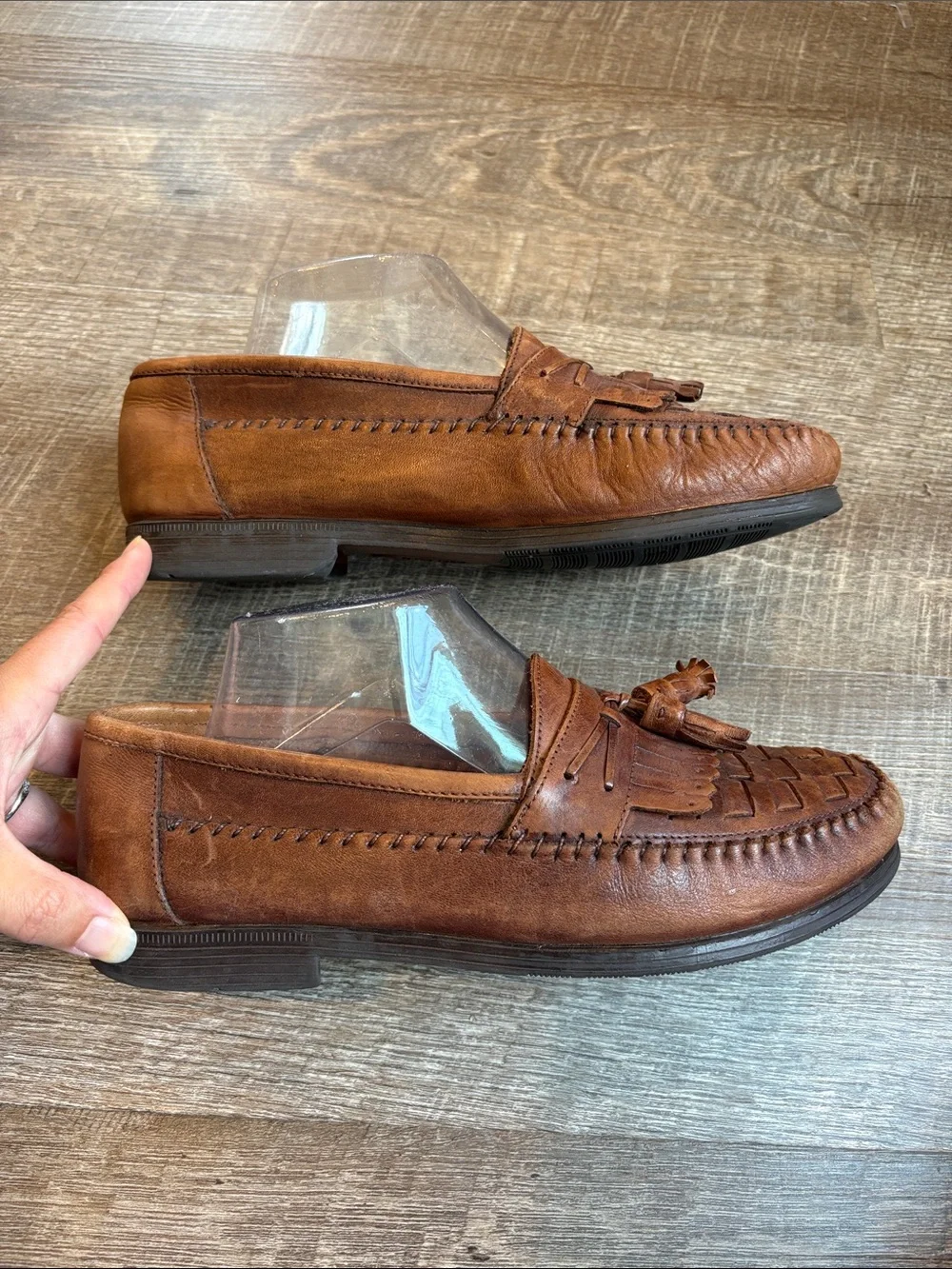 Earth Shoe Dale Leather Woven Loafers Men's 8D Brown Tassel